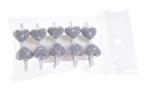 Kolíček srdíčko krajka 10 ks šedá