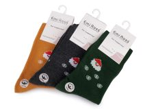 Dámské bavlněné ponožky vysoké, vánoční 3 PÁRY