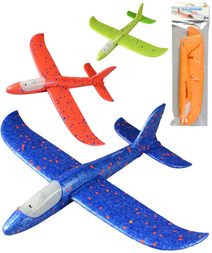 Letadlo soft házecí polystyrenové 34cm 4 barvy na házení na baterie Světlo