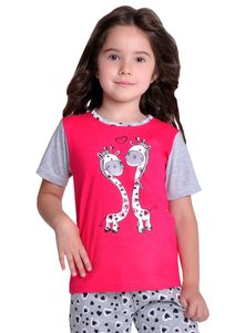 Dětské pyžamo s obrázkem žiraf a capri kalhotami