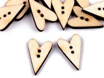Dřevěný dekorační knoflík srdce 10 kusů