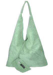 Kožená velká dámská kabelka přes rameno Alma mentolová zelená
