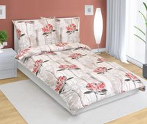 Povlečení bavlněné - 140x220, 70x90 cm Kvítek červená