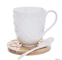 Hrnek, podšálek, lžička WHITELINE 2 ks O0136 - dia 8,5 x 9,5