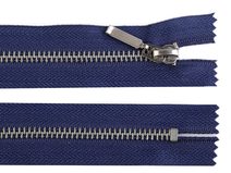 Kovový / mosazný zip šíře 6 mm délka 16 cm (jeansový)