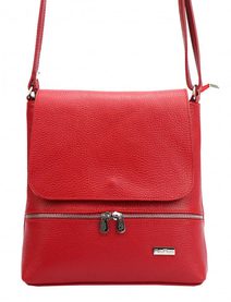 Kožená dámská crossbody kabelka červená
