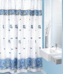 Koupelnové závěsy - 180x200 cm modré mušle