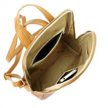 Kožený dámský módní batoh s čelní kapsou Luka tmavě béžový