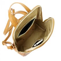 Kožený dámský módní batoh s čelní kapsou Luka tmavě béžový