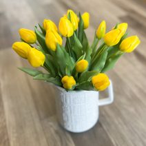 Umělé tulipány s listem 6 ks - červená