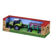 Traktor na setrvačník zelený set s vlečkou a balíky sena plast
