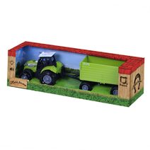 Traktor na setrvačník zelený set s vlečkou a balíky sena plast