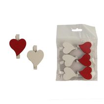 D3470 Dřevěné Klipy srdce balení 6 kusů