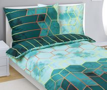 Povlečení krepové - 140x200,70x90 cm srdce patchwork šedé