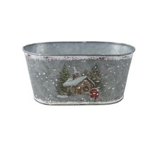 Vánoční květináč plechový K4482/1 - 19 × 11.5 × H9.5 cm B:16.5 × 8.5 cm