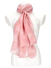Dámský letní jednobarevný šátek se srdíčky 170x77 cm růžová