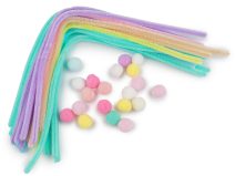 Kreativní sada chlupaté drátky a bambulky pastelové
