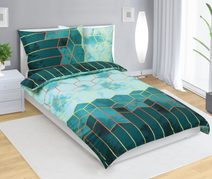Povlečení bavlna na dvoudeku - 1x 240x200, 2ks 70x90 cm (240 cm šířka x 200 cm délka) tyrkysovošedé koule