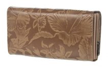 Kožená bílá dámská podélná crossbody kabelka v motivu květů