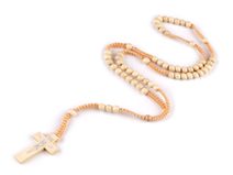 Dřevěný Růženec na drhaných šňůrkách