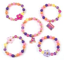 Korálky dřevěné barevné s gumičkami cca 300ks v plastové dóze 7x11cm