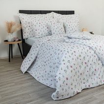 Povlečení krepové - 140x200,70x90 cm hnědobéžové lístky