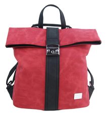 Dámský batoh / kabelka z broušené kůže červená / černá