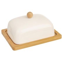 Máslenka porc./bambus oblá WHITELINE 16,5x12,5 cm - 16,5 x 12,5 x 8,5 cm