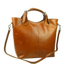 Kožená velká dámská kabelka Redia přes rameno modrá