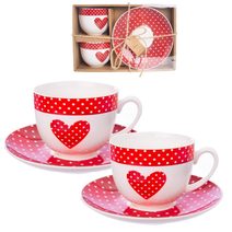 Hrnek + podšálek TEČKA, 2 ks O0025 - dia 8,5 x 7 cm,dia.podš.15 cm