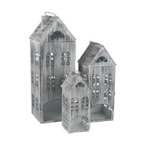 Domek na svíčku, S/3 K3680-21 - 7,5x8x21,5cm,10,5x10,5x29cm