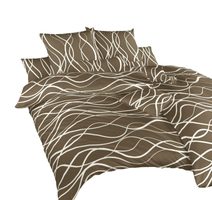 Povlečení bavlna Vlny banánové na tmavě hnědém 200x200, 2x70x90 cm