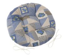 Sedák EMA kulatý prošívaný - průměr 40 cm patchwork modrý