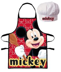Dětská zástěra s kuchařskou čepicí Mickey Polyester 52x42 cm