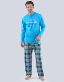 GINA pánské pyžamo dlouhé pánské, šité, s potiskem 79067P