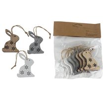 Dekorační králík, 8 ks D6236 - 4,5 x 0,5 x 6,8 cm