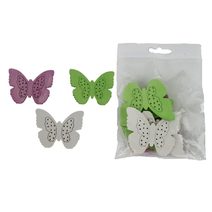 Dekorace motýl, 6 ks D7117 - 6 cm