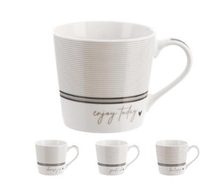 Hrnek porcelánový LINKA 0,44 l MIX sada 4 ks - dia 9,5 x 9 cm