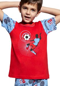 Dětské pyžamo s obrázkem fotbalisty a kraťasy