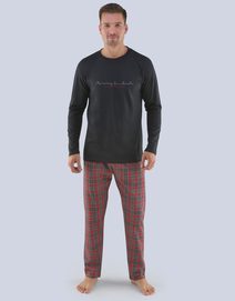 GINA pánské pyžamo dlouhé pánské, šité, s potiskem Pyžama 2019 79075P