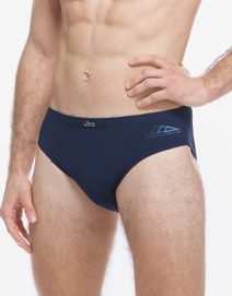 GINA pánské slipy s úzkým bokem, úzký bok, šité, s potiskem 70073P