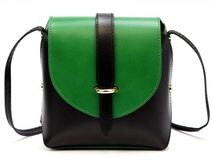 Kožená moderní malá dámská crossbody kabelka černá / zelená