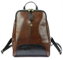 Kožený tmavě hnědo-černý dámský batoh Florence