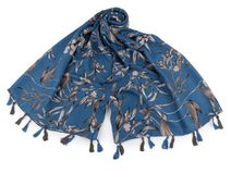 Šátek / šála / pléd s květy a střapci 80x180 cm