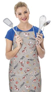 Kuchyňská zástěra EMA Šedá,Béžová 7750/527 zástěra 67x84 cm