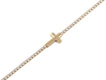 Štrasový náramek z nerezové oceli křížek