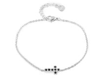 Náramek z nerezové oceli křížek s broušenými kamínky