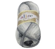 Příze DIVA BATIK Šedá,Černá 1900 100g / 350 m