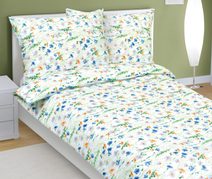 Povlečení bavlněné - 140x200, 70x90 cm Květ khaki zelená