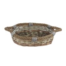 Košík oválný šedý malý P2039/M - 38 x 28 x 9 cm